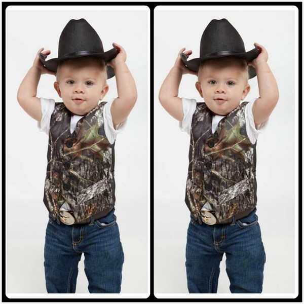 2017 Custom Camo Boy's Formal Wear Camouflage Real Tree Satin Vest Cheap Sale Only Vest For Wedding Kids Boy Formal Wear