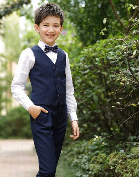 2019 Spring and autumn new boy Korean version of the suit boy vest shirt pants Tie four-piece suit boy formal dress