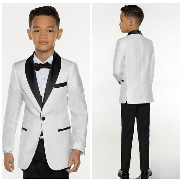 New White Boy Suit Set Kids Boy Suits for Weddings Prom Suits Children Formal Dress for Boys Kids Tuxedo (Jacket+Pants+Vest)