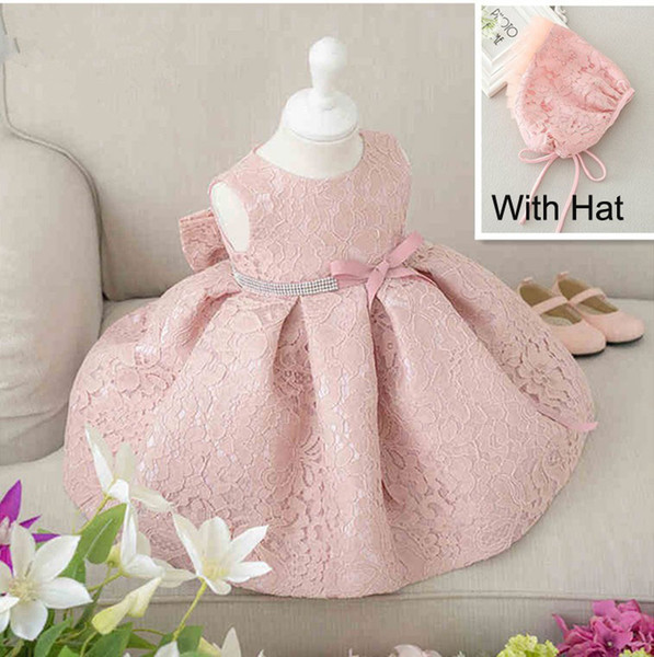 Newest Infant Baby Girl Birthday Party Dresses Baptism Christening Easter Gown Toddler Princess Lace Flower Dress for 0-2 Years