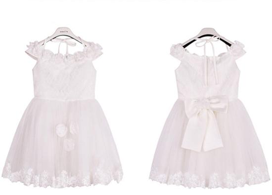 Girls Dress Lovely Summer New High Grade Mesh Lace Sweet Hot Princess Skirt Cute Short Sleeves Children Formal Dress bow Kids Wedding Dress