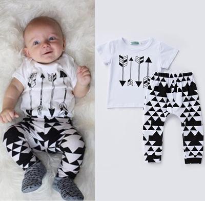 Fashion new children clothing set cute pattern short-sleeved T-shirt trousers two-piece baby suit / into the store to choose more styles