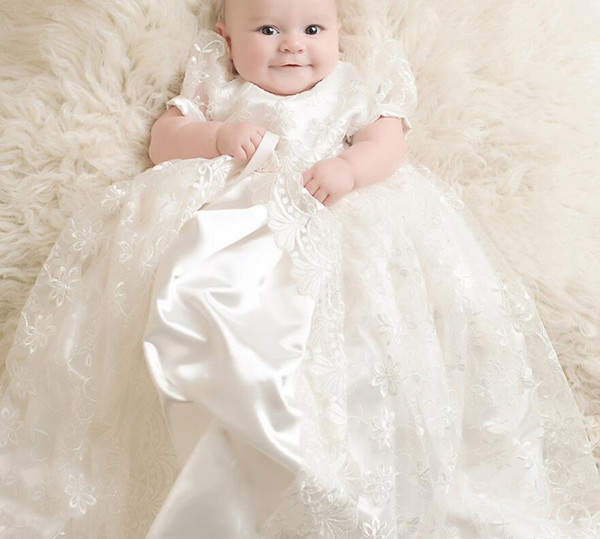 New Arrival Baby Girl Embroidered Dress for Christening first communion dresses floor length lace Kids Formal Wear