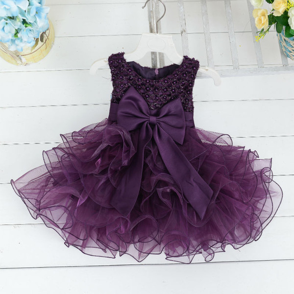 New group girl cake skirt bow bow princess dress pearl sequins birthday baby dress