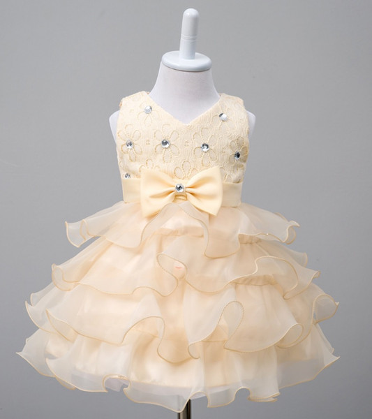 hot selling First Communion Dresses Christmas's summer sleeveless vest bowknot dress princess dress dress flower skirt