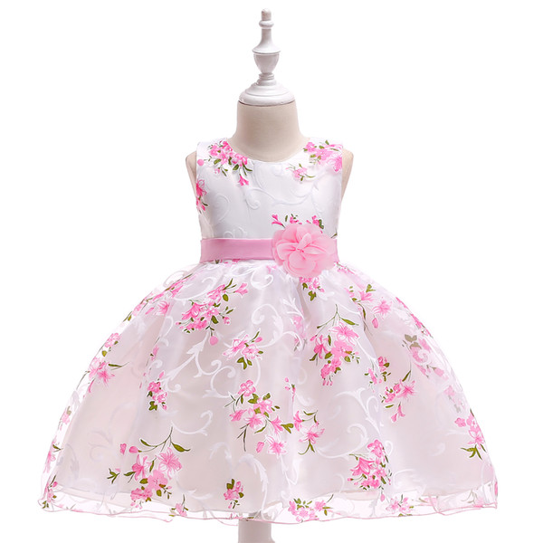 2018 new collection Dress girls Christening Gown print flower dress size from 70cm to 90cm 3 pcs a lot high quality work manship