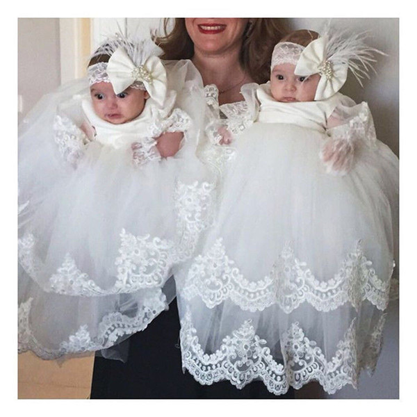 Elegant Simple White/Ivory Lace Vestidos Infant Baptism Gown Baby Girl Christening Dresses Long Sleeve First Communion Dresses 37