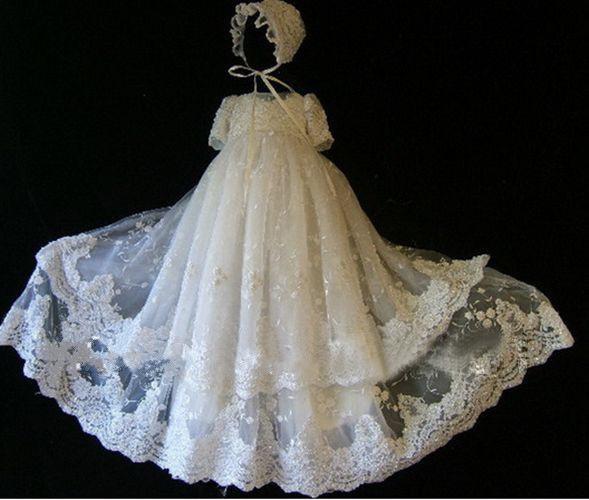 High Quality Summer Lace Appliques Christening Gowns Baptism Dress Short Sleeves Taffeta A Line Jewel Babies First Communion Dresses