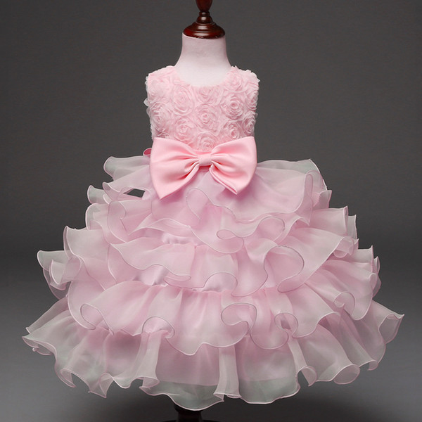 Foreign trade explosions children's dress bow dress rose dress princess skirt flower children's wear New style