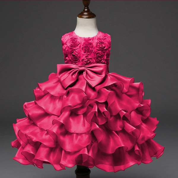 Foreign trade explosions children's dress bow dress rose dress princess skirt flower children's wear