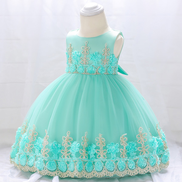 NEW COLLECTION Female baby Infant and child baptismal dress Girl applique baby wedding dress ball gown style hottest style