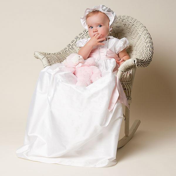 White First Communion Dresses Sashes Bow Short Sleeves Ankle Length Baby Christening Gowns With Bonnet Baptism Outfits