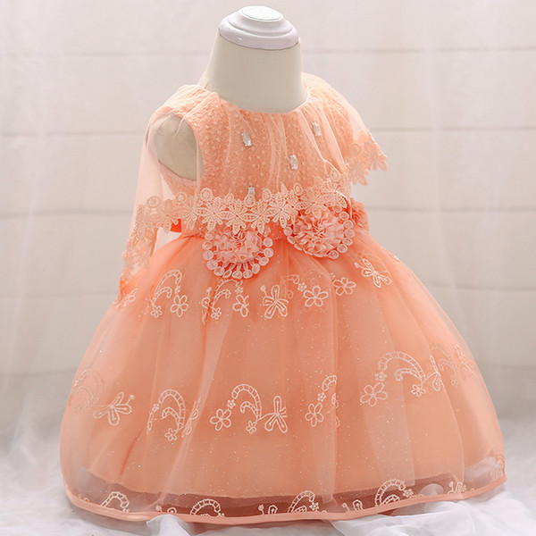 2018 new summer collection 3pcs a lot Female baby dress with one month or 3 months after baby birth diamond flower design veil covered