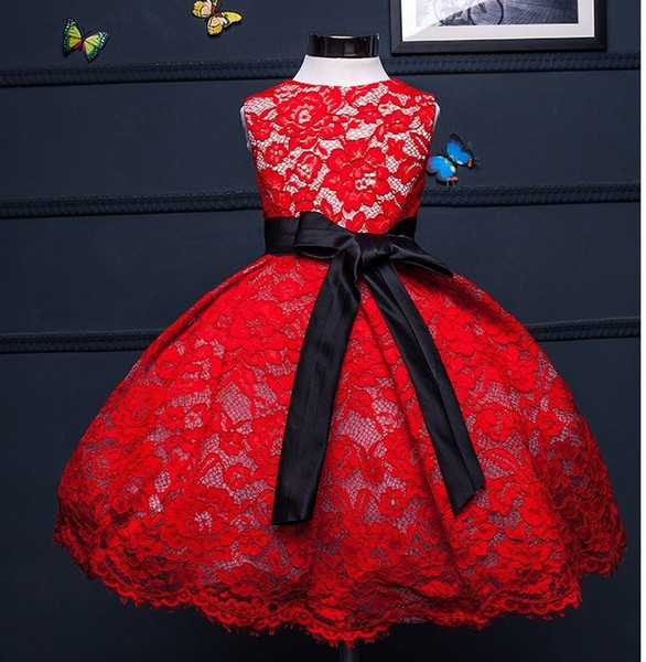 Fluffy Sweet Red Lace Wedding dress for Girls,First Birthday Party outfit Baby Ball Gown,Handmade Christening Baptism Gown