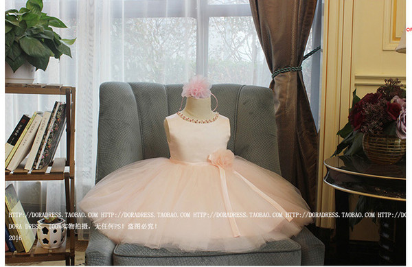 Flower Girl Dresses Pink Sashes Party Dress Pageant Dress for Wedding Birthday Little Girls Ball Gown