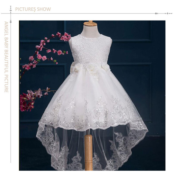 Top Quality Flower Girl Dresses For Weddings Elegant Trailing Gown Fast shipping Girls Princess Dress Free Shipping