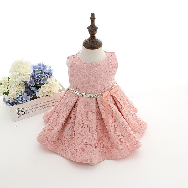 Factory Wholesale 1-11 years Girl Party Dress 2016 New Pink/White Flower Girl Dresses With Hat Kids Evening Gowns Free Shipping