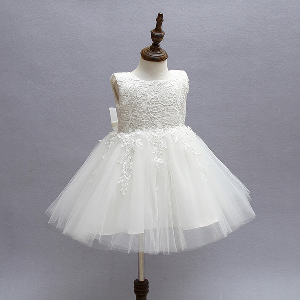 White First Communion Dresses For Girls 2016 Brand Tulle Lace Infant Toddler Pageant Flower Girl Dress for Weddings and Birthday