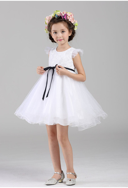 2016 New Arrival White Tulle Pretty Flower Girl Dresses appliques Baby Girl Infant Dress 