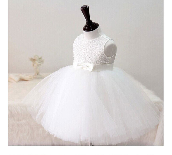 2016 Elegant Summer Girl White A-Line/Princess Scoop Neck Knee-Length Satin Flower Girl Dress With Sequins Bows