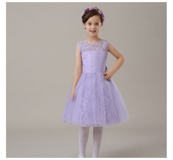 Purple First Communion Dresses Cute Little Girls Pageant Dresses Tulle Ball Gown Floor Length Flower Girls Dresses