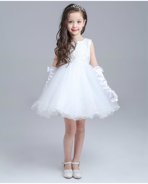 1-12T Elegant Fashion Princess Girls White Dress For Wedding Flower Girl Dresses Baby Children Clothes Ceremonies Dress