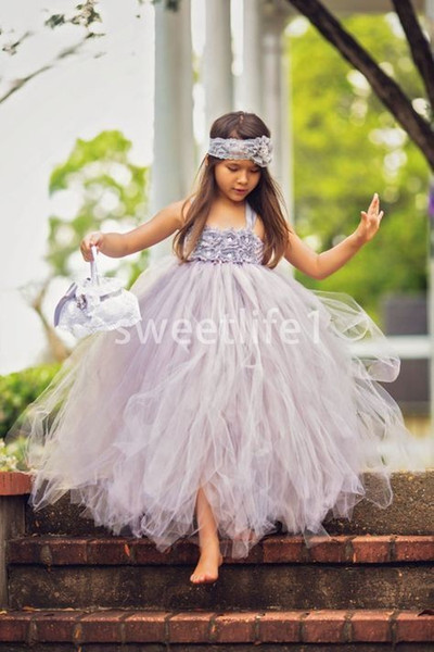 New Cute Spaghetti Straps Flower Girls Dresses With 3D Flora Appliques First Communion Dresses Girls Pageant Gown Custom Made