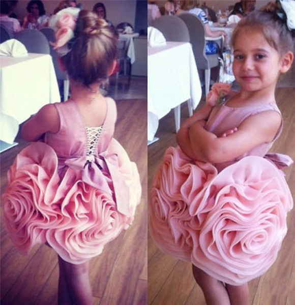 Cute Pleat Flower Girl Dresses Scalloped Ball Gown vestido de daminha Spaghetti Strap Flower Girl Dresses vestidos de comunion