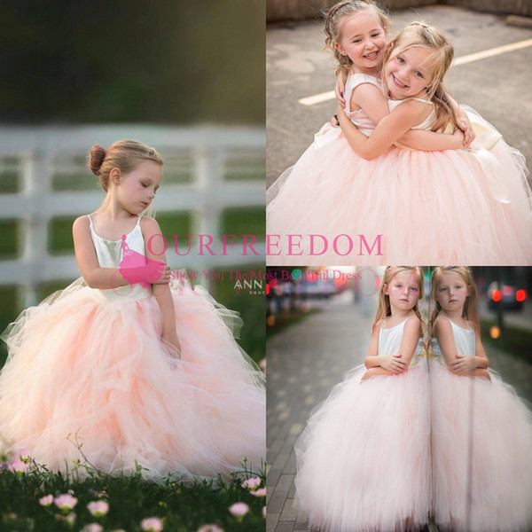 Cute Scoop Neck White Flower Girls Dresses Puffy Ball Gown Princess First Communion Dresses Girls Pageant Gown Custom Made