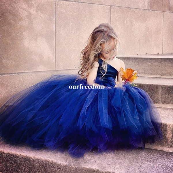 One Shoulder Flower Girl Dress Puffy Tulle Ball Kid Party Gown Custom Kids Pageant Gown First Communion Dresses