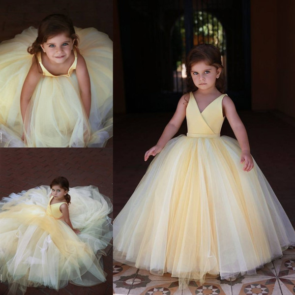 Said Mhamad New Lovely Princess Flower Girl Dresses Crew Neck A Line Tulle Long Kids Formal Pageant Gowns Birthday Prom Wear Dress