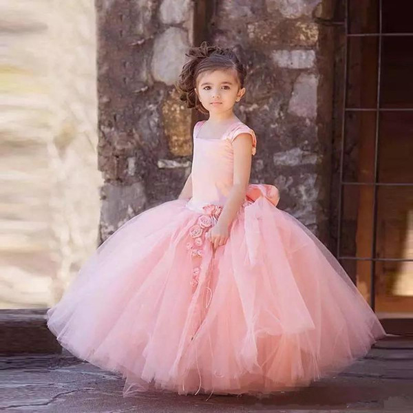 Princess Flower Girl Dresses with Puffy Tulle Skirt Girls Prom Party Dress Long Floor Length Kids Formal Wear First Communion Gowns