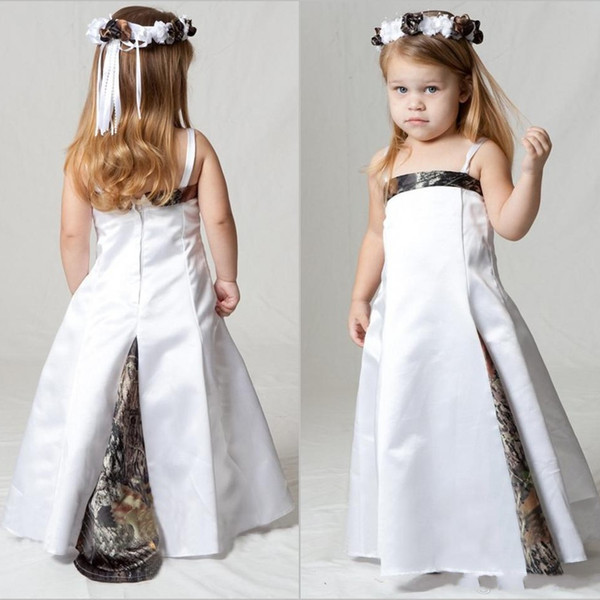 Country Realtree Camo Flower Girl Dresses for Wedding Party Forest Themed Flower Girl Wear Thin Strap Custom Made Kids Pageant Gowns