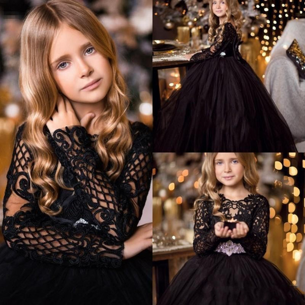 Black Swan Flower Girl Dresses 2020 Vintage Princess Daughter Toddler Pretty Kids Pageant Formal First Holy Communion Gowns