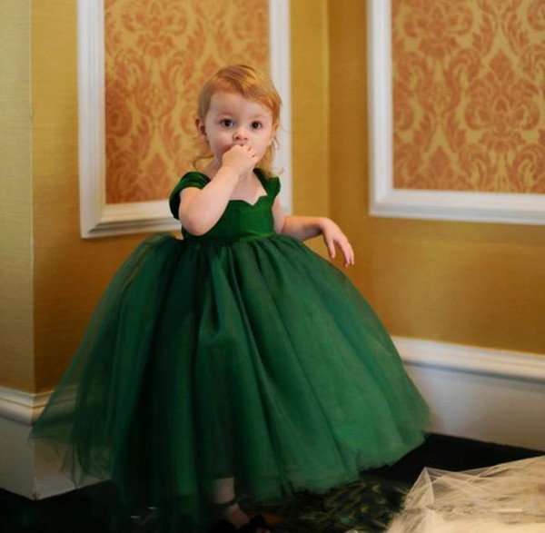 Emerald Green Ball Gown Flower Girls Dresses Tulle Ankle Length Toddler Little Girls Pageant Gown First Communion dress For Wedding Birthday