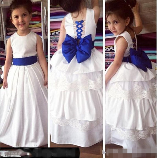 Simple Flower Girl Dresses for Wedding with Bow A Line Lace up corset Toddler Pageant Dresses For Teens Kids Formal Gown