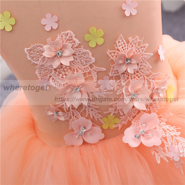 Cheap Real photos ankle length Princess Flower Girl Dresses for Wedding ball gown high collar cute short sleeve First Communion Dresses