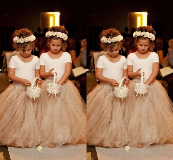 Cheap floor length Flower Girl Dresses For Wedding Ball Gown Princess Sleeveless Girls Pageant Gowns Children Communion Dress