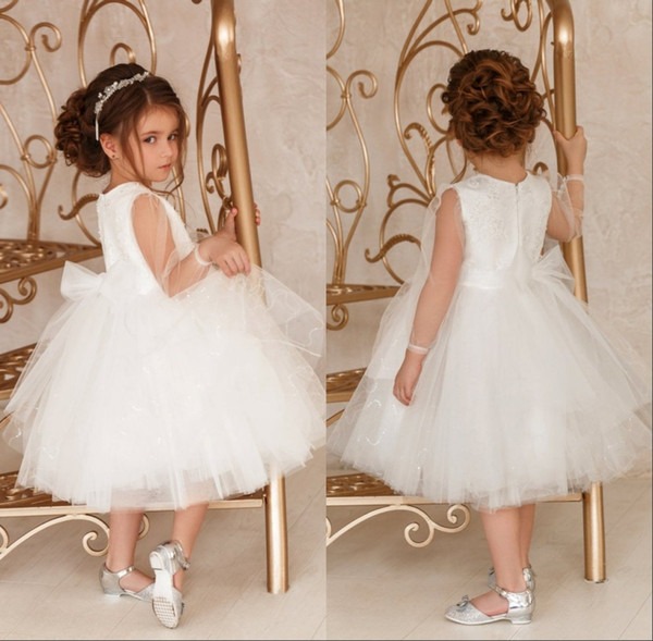 Cute Flower Girl Dresses for Wedding Princess Ball Gown for Kids Bow Sash Birthday Party Wear First Communion Dress vestidos de niña