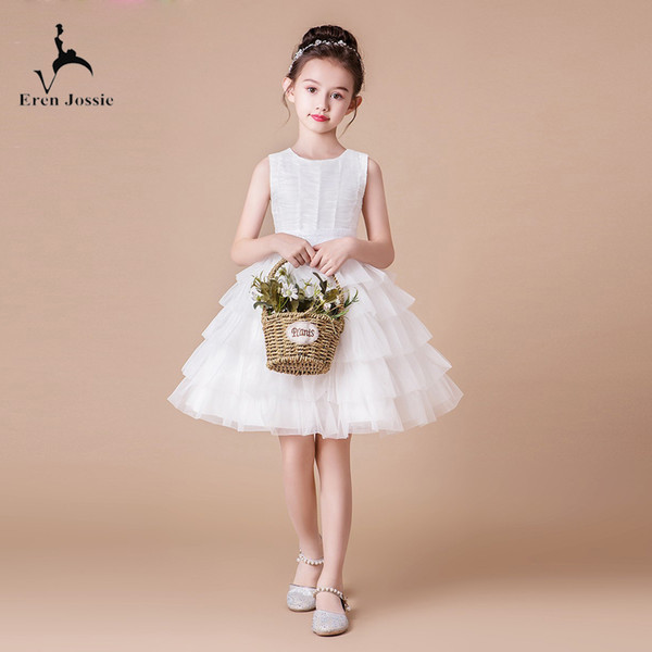 Eren Jossie New Collection White Tulle Knee Length Fashion Dress Girls Good Quality Ruffled Design