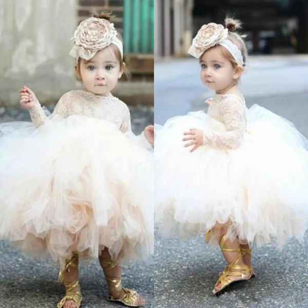 cute puffy ball gown lace flower girl dresses for weddings toddler custom made pageant dresses tutu kids first communion dresses