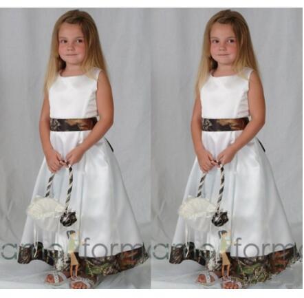 new Ankle length Camo flower girl dresses For wedding Stain Crew A Line Cute Pageants Gowns for Girls first holy communion dresses