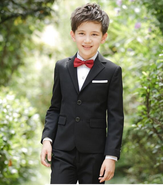 New Fashion Notch Lapel Boy Formal Suit for Wedding Birthday Party (Jacket+Pants+Vest+BowTie) Solid Color Ring boy Suit for Wedding