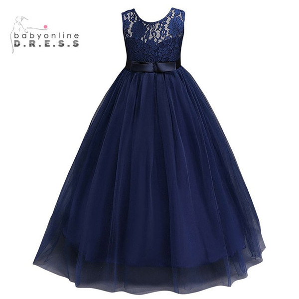 Navy Blue Cheap Flower Girl Dresses 2022In Stock Princess A Line Sleeveless Kids Toddler First Communion Dress with Sash MC0889