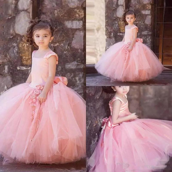 Princess Flower Girl Dresses with Puffy Tulle Skirt Girls Prom Party Dress Long Floor Length Kids Formal Wear First Communion Gowns