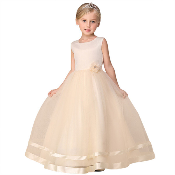 Competitive Price Little Girl's Ball Gown Dress Beautiful Long Design Party Children Dress With Handmade Flower