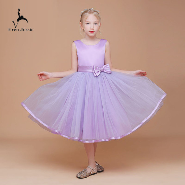 Eren Jossie Wholesale Price Tea Length Little Child Party Dress With Bow Front and Back Free Custom Made