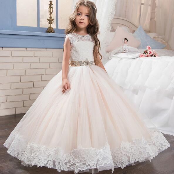 Hot Sale Little Queen Birthday Party Dress Jewel Neckline Sleeveless Tulle Ball Gown Flower Girls Dress