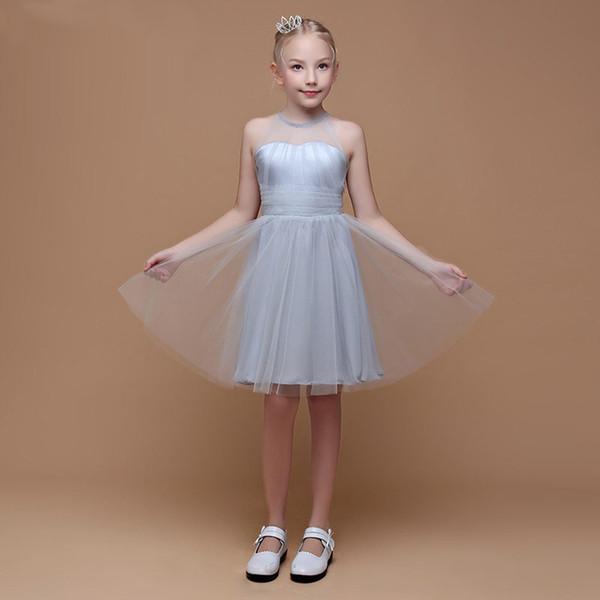 Beautiful 2018 Kid's Party Dress Ruffled Tulle Skirt Designer A-Line Style Knee Length Flower Girl Dress Communion Dress