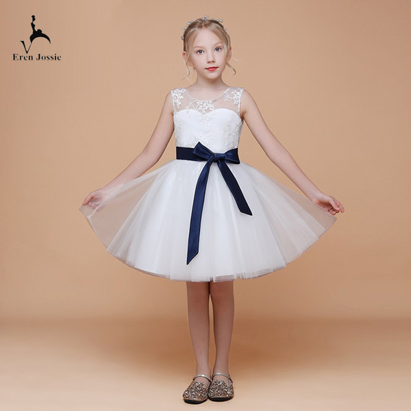 Eren Jossie 2019 New Fashion White Tulle Ball Gown Girl's Dress With Sash Beautiful Lovely Children Communion Dress